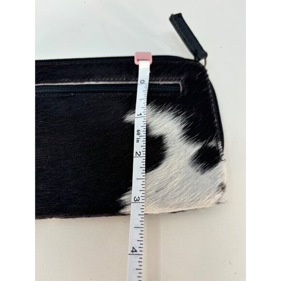 Cowhide Leather Zip Wristlet Clutch With Strap - Picture 6 of 6